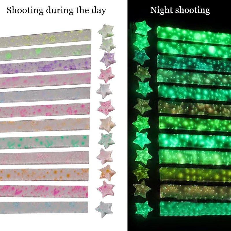 Aeojoor Star origami strips, paper star glow in the dark colored craft paper (glowing 12 colors (210 sheets) - Image 2